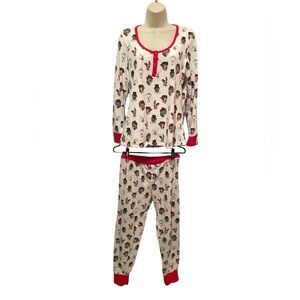 BedHead Women's Pajama Set Dog Print Jersey Knit Long Sleeve Top & Pants -  XL